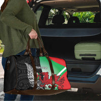 New Zealand and Wales Rugby Custom Travel Bag Aotearoa All Black Combine Welsh Dragon - Wonder Print Shop