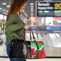 New Zealand and Wales Rugby Custom Travel Bag Aotearoa All Black Combine Welsh Dragon - Wonder Print Shop
