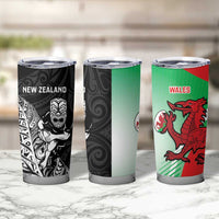 New Zealand and Wales Rugby Custom Tumbler Cup Aotearoa All Black Combine Welsh Dragon - Wonder Print Shop
