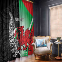 New Zealand and Wales Rugby Custom Window Curtain Aotearoa All Black Combine Welsh Dragon - Wonder Print Shop