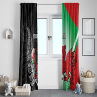 New Zealand and Wales Rugby Custom Window Curtain Aotearoa All Black Combine Welsh Dragon - Wonder Print Shop