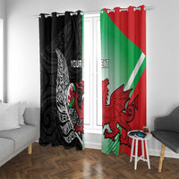 New Zealand and Wales Rugby Custom Window Curtain Aotearoa All Black Combine Welsh Dragon - Wonder Print Shop