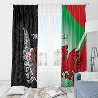 New Zealand and Wales Rugby Custom Window Curtain Aotearoa All Black Combine Welsh Dragon - Wonder Print Shop