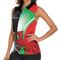 New Zealand and Wales Rugby Custom Women Sleeveless Polo Shirt Aotearoa All Black Combine Welsh Dragon - Wonder Print Shop