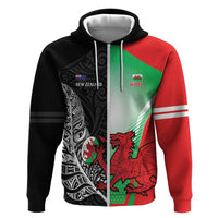 New Zealand and Wales Rugby Custom Zip Hoodie Aotearoa All Black Combine Welsh Dragon - Wonder Print Shop