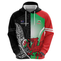 New Zealand and Wales Rugby Custom Zip Hoodie Aotearoa All Black Combine Welsh Dragon - Wonder Print Shop