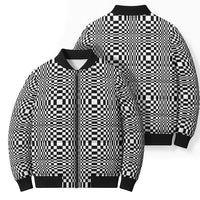 Black White Filipino Binakol Motifs Bomber Puffer Jacket Mabuhay Philippines Festival Kusikus Pattern