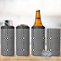 Black White Filipino Binakol Motifs 4 in 1 Can Cooler Tumbler Mabuhay Philippines Festival Kusikus Pattern