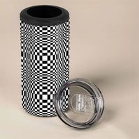 Black White Filipino Binakol Motifs 4 in 1 Can Cooler Tumbler Mabuhay Philippines Festival Kusikus Pattern