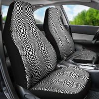 Black White Filipino Binakol Motifs Car Seat Cover Mabuhay Philippines Festival Kusikus Pattern