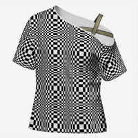 Black White Filipino Binakol Motifs Cross Shoulder Shirt Mabuhay Philippines Festival Kusikus Pattern