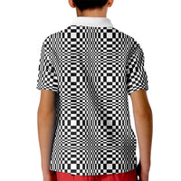 Black White Filipino Binakol Motifs Kid Polo Shirt Mabuhay Philippines Festival Kusikus Pattern