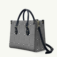 Black White Filipino Binakol Motifs Leather Bag Mabuhay Philippines Festival Kusikus Pattern