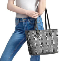 Black White Filipino Binakol Motifs Leather Tote Bag Mabuhay Philippines Festival Kusikus Pattern
