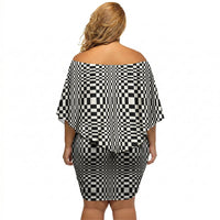 Black White Filipino Binakol Motifs Off Shoulder Short Dress Mabuhay Philippines Festival Kusikus Pattern
