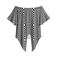 Black White Filipino Binakol Motifs Off Shoulder Wrap Waist Top Mabuhay Philippines Festival Kusikus Pattern