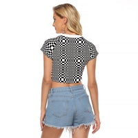 Black White Filipino Binakol Motifs Raglan Cropped T Shirt Mabuhay Philippines Festival Kusikus Pattern