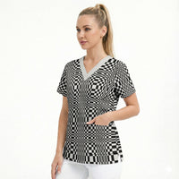 Black White Filipino Binakol Motifs Scrub Top Mabuhay Philippines Festival Kusikus Pattern