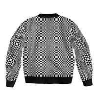 Black White Filipino Binakol Motifs Sleeve Zip Bomber Jacket Mabuhay Philippines Festival Kusikus Pattern