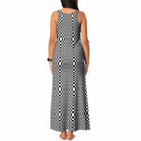 Black White Filipino Binakol Motifs Tank Maxi Dress Mabuhay Philippines Festival Kusikus Pattern