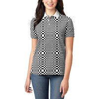 Black White Filipino Binakol Motifs Women Polo Shirt Mabuhay Philippines Festival Kusikus Pattern