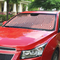 Red White Filipino Binakol Motifs Auto Sun Shade Mabuhay Philippines Festival Kusikus Pattern