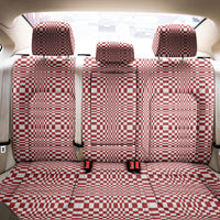 Red White Filipino Binakol Motifs Back Car Seat Cover Mabuhay Philippines Festival Kusikus Pattern