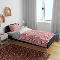 Red White Filipino Binakol Motifs Bedding Set Mabuhay Philippines Festival Kusikus Pattern