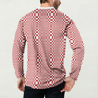Red White Filipino Binakol Motifs Button Sweatshirt Mabuhay Philippines Festival Kusikus Pattern