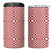 Red White Filipino Binakol Motifs 4 in 1 Can Cooler Tumbler Mabuhay Philippines Festival Kusikus Pattern