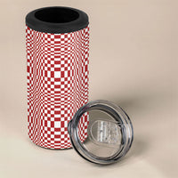 Red White Filipino Binakol Motifs 4 in 1 Can Cooler Tumbler Mabuhay Philippines Festival Kusikus Pattern