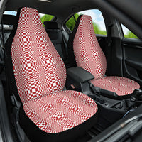 Red White Filipino Binakol Motifs Car Seat Cover Mabuhay Philippines Festival Kusikus Pattern