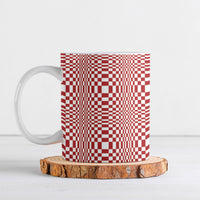 Red White Filipino Binakol Motifs Ceramic Mug Mabuhay Philippines Festival Kusikus Pattern