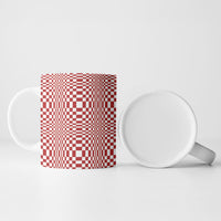 Red White Filipino Binakol Motifs Ceramic Mug Mabuhay Philippines Festival Kusikus Pattern