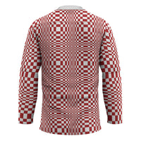 Red White Filipino Binakol Motifs Hockey Jersey Mabuhay Philippines Festival Kusikus Pattern