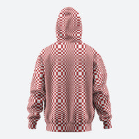 Red White Filipino Binakol Motifs Hoodie Mabuhay Philippines Festival Kusikus Pattern