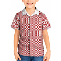 Red White Filipino Binakol Motifs Kid Hawaiian Shirt Mabuhay Philippines Festival Kusikus Pattern