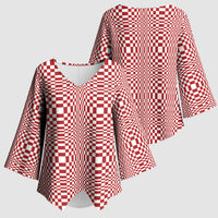 Red White Filipino Binakol Motifs Kimono Sleeve Blouse Mabuhay Philippines Festival Kusikus Pattern