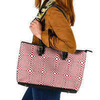 Red White Filipino Binakol Motifs Leather Tote Bag Mabuhay Philippines Festival Kusikus Pattern