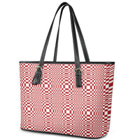 Red White Filipino Binakol Motifs Leather Tote Bag Mabuhay Philippines Festival Kusikus Pattern