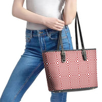 Red White Filipino Binakol Motifs Leather Tote Bag Mabuhay Philippines Festival Kusikus Pattern