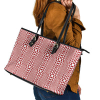 Red White Filipino Binakol Motifs Leather Tote Bag Mabuhay Philippines Festival Kusikus Pattern