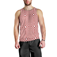 Red White Filipino Binakol Motifs Men Tank Top Mabuhay Philippines Festival Kusikus Pattern