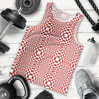 Red White Filipino Binakol Motifs Men Tank Top Mabuhay Philippines Festival Kusikus Pattern