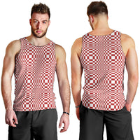 Red White Filipino Binakol Motifs Men Tank Top Mabuhay Philippines Festival Kusikus Pattern