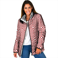 Red White Filipino Binakol Motifs Padded Jacket Mabuhay Philippines Festival Kusikus Pattern
