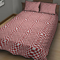 Red White Filipino Binakol Motifs Quilt Bed Set Mabuhay Philippines Festival Kusikus Pattern