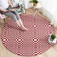Red White Filipino Binakol Motifs Round Carpet Mabuhay Philippines Festival Kusikus Pattern
