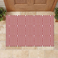 Red White Filipino Binakol Motifs Rubber Doormat Mabuhay Philippines Festival Kusikus Pattern