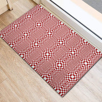 Red White Filipino Binakol Motifs Rubber Doormat Mabuhay Philippines Festival Kusikus Pattern